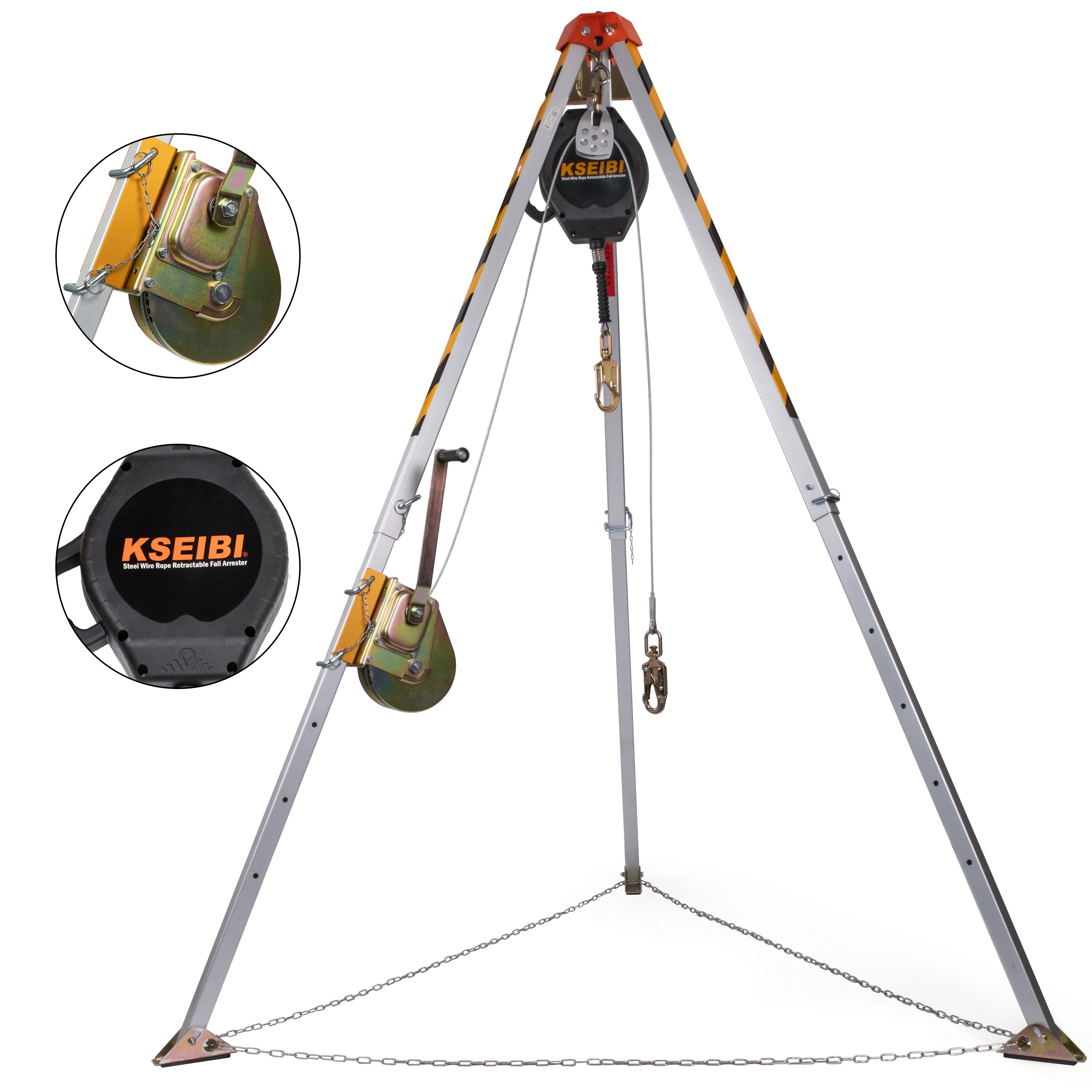 KSEIBI Industrial Grade Confined Space Safety Rescue Lifting Tripod+ SRL Kit Customizable OEM Support