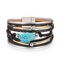 DHJ00086 Fashion Turquoise Stone Bangle Women's PU Leather Bangle Exaggerated Bangle Jewelry