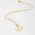 Stainless Steel Custom Gold Filled Round Shell Alphabet Necklace for Gift