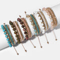 RisingMoon 2023 Boho 4pcs/set Turquoise Beads Bracelets Set Braided Stretch Bead Bracelet for Women