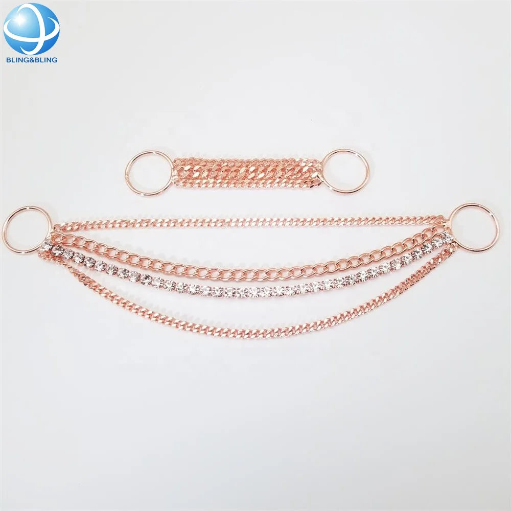 Custom Different Colors Crystal Metal Chain Bikini Accessories Body Chain Bikini Connector for Women Swimwear Bikini Accessories
