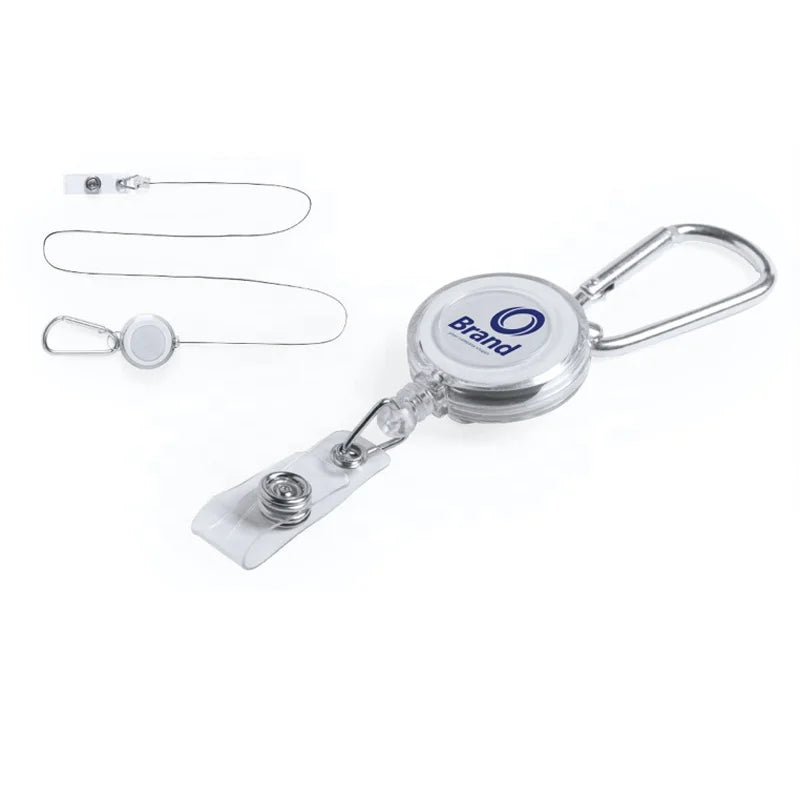 Custom Retractable Carabiner Keychain Retractable Badge Holder Reel Clip ID Badge Holder with Nylon Wire Rope