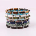 New Beads Bracelet Women Natural Stone Rectangle Gemstone Beaded Elastic Bracelet Men