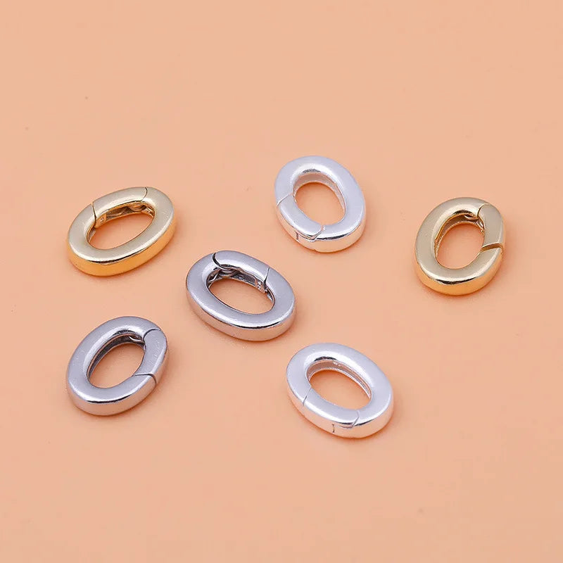 Hot Sale 925 Sterling Silver Bracelet Buckle Gold Plated Oval Spring Clasps for Necklace Tail Clasp Jewelry Accessories