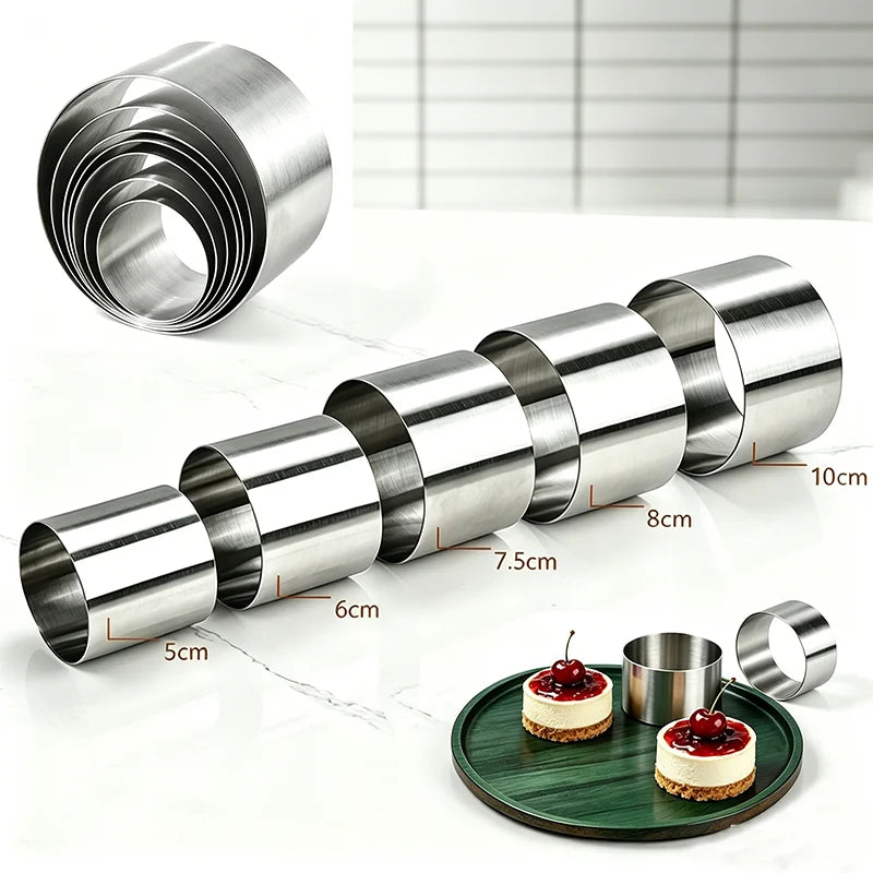 5cm Height D5/6/7/7.5/8/9/10cm Stainless Steel Seamless Round Cheese Mousse Mould With Different Size Baking Cake Ring