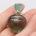 HZ Verified Supplier Natural Crystal Essential Oil Bottle Pendant Fluorite Heart Perfume Bottle for Necklace