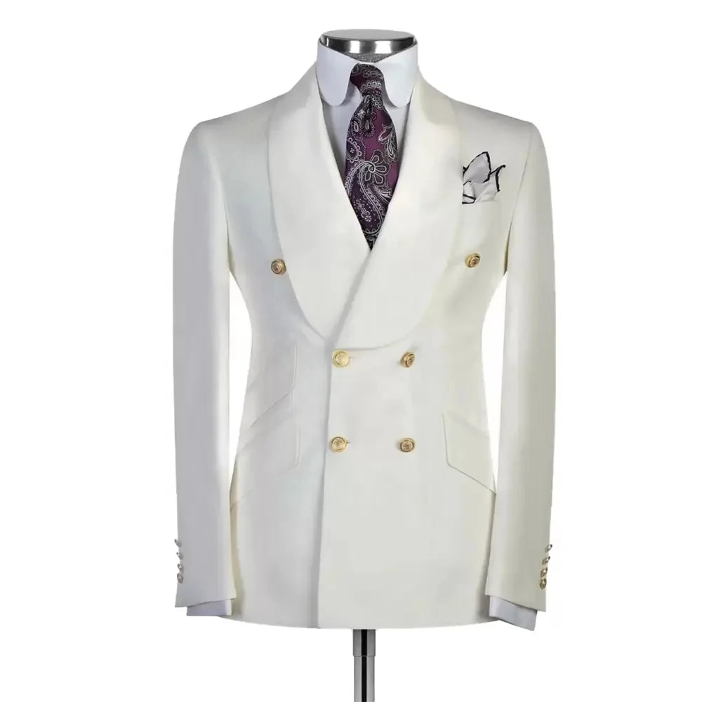 Two Piece Business Plus Size Tuxedos Mens Pants Suits Double Breasted Groom Wedding Prom Party Blazer Overcoat Jacket Trousers