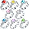 Engagement Wedding Rings Set Non Fade Luxury Crystal Women Cz Heart Fashion Diamond 925 Sterling Silver Fine Jewelry