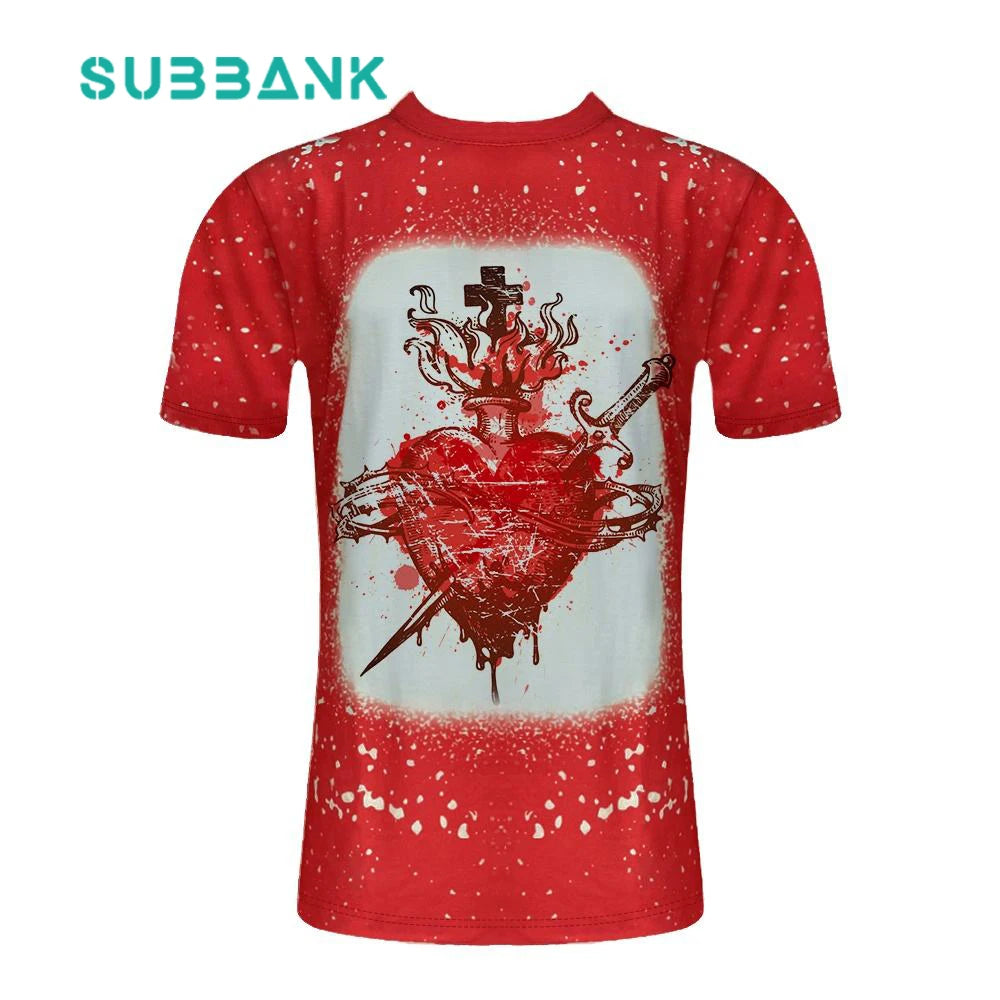 Subbank US Oversize Men Women T Shirts Sublimation 100% Cotton Tshirt Custom Print Polyester Tie Dye Sublimation Blank Shirt