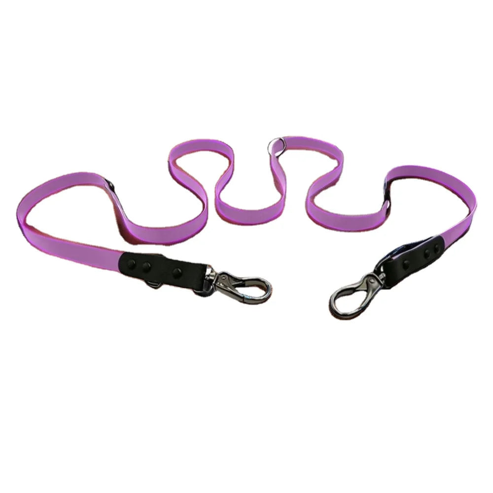 Hot Selling Luxury Adjustable Plastic PVC Pet Leash Set Double Dog Run Sport Eco-Friendly Solid Pattern Rivet Decor Custom Logo