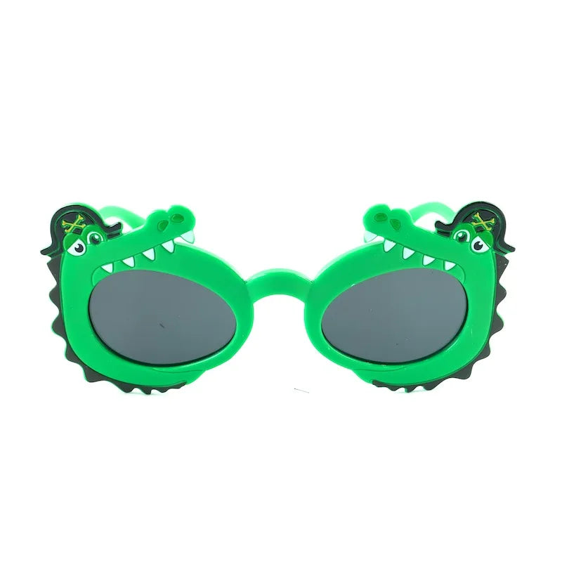 Kids Yellow Sunglasses Cute Cartoon Animal Crocodile Design Children Eyewear UV400 Optical Lenses Orange Green Red Blue Gray