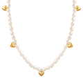 Factory Supply Heart Stitching Freshwater Pearl Chain Necklace Design Stainless Steel Jewelry Necklace