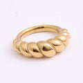 Ins Style Women High Quality Minimalist Cheap Jewelry 18k Gold Plated Stainless Steel Twisted Texture Braided Croissant Ring