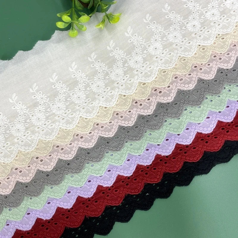 Multi Colors Embroidery Floral  Cotton Lace Edge Trim In-stock LT2438B