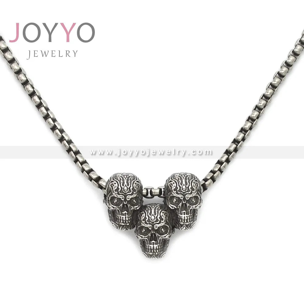 Nordic Unique Stainless Steel Skull Pendant Biker Hiphop Necklace Bulk Skull Pendant