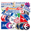 55Pcs International Airlines Logo Decorative Stickers for Luggage Laptop Bottle Waterproof World Travel Sticker