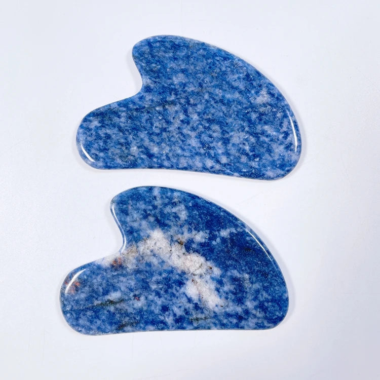 HY Private Label Custom Body Sodalite Heart Facial Scraping Massage Tool Stone Face Gua Sha