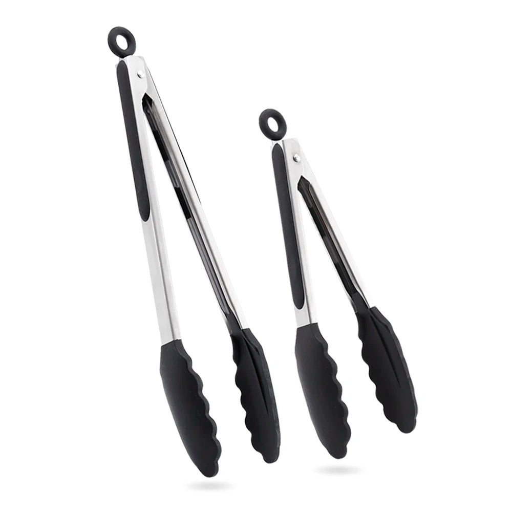 12" 9" Cooking Tongs Kitchen Premium Silicone Bbq Tongs Heat Resistant Food Tongs