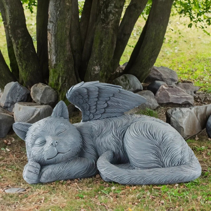 Angel Pet Memorial Stone Custom Engraved Cat Dog Grave Marker Handcrafted Resin Cemetery Decor Wholesale Pet Loss Gift