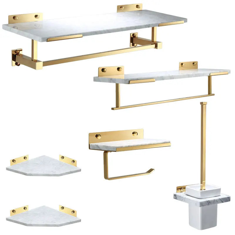 Luxury Newly Brass Marble Bathroom Accessories Set Wall Mounted Towel Rack Set