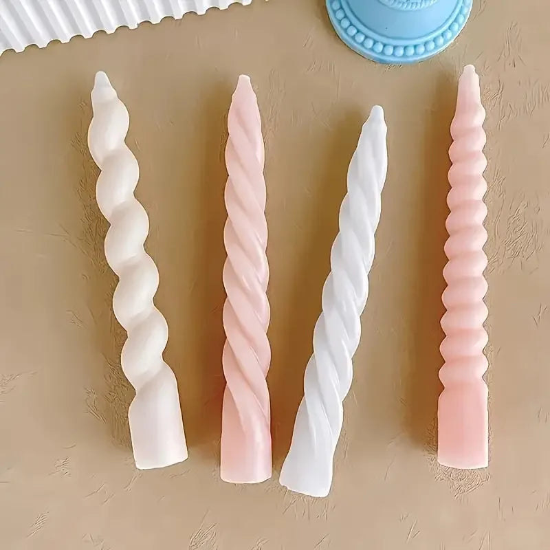 Silicone Spiral Candle Molds Set DIY Twisted Pillar Candle Making Kit Aromatherapy Cylinder Candle Craft Molds
