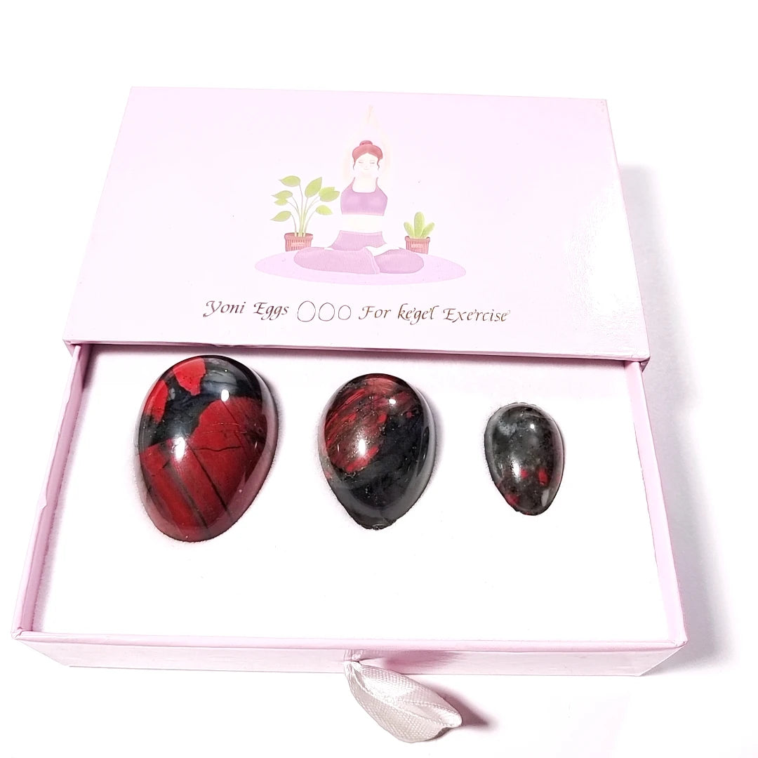 DIY Good Supply Natural African Blood Stone Kegel Certified Yoni Eggs Set Massage Eggs drilled gift