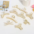 Metal Pearl Tiara Back Hair Clip Claw Top Clip Simple Style Ponytail Hair Claw