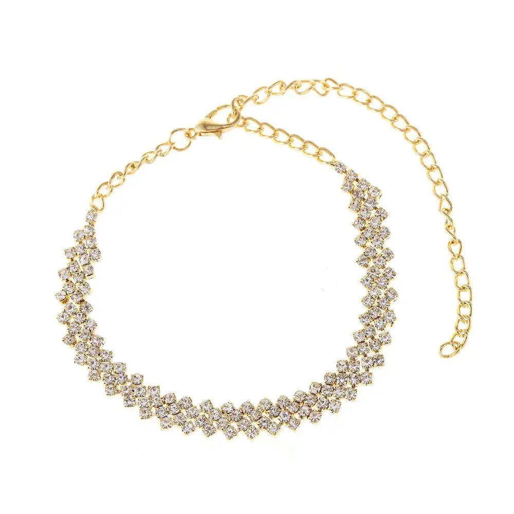 Irregular Diamond Diamond-rhinestone Gypsy Anklet Gold Anklet Rhinestone Beach