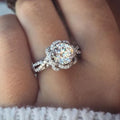 CAOSHI Custom Jewelry Trendy Shiny Flower Shape Rings Wedding Cubic Zirconia 925 Silver Color Ring Women Engagement