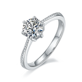Wish Jewelry Simple Design 6mm Real Gold Wedding Engagement 925 Sterling Silver Moissanite Ring for Girlfriend