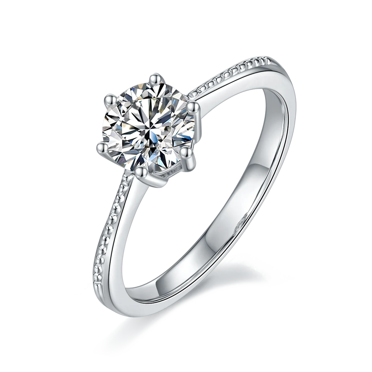 Wish Jewelry Simple Design 6mm Real Gold Wedding Engagement 925 Sterling Silver Moissanite Ring for Girlfriend