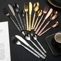 Light Luxury Stainless Steel Knife Fork Spoon Four Pcs Cutlery Set with Embossed Stone Handles Hotel Silverware Cutlery Set