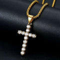 Collar De Cruz Stainless Steel Christian Jesus Jewelry Bling Large Big Diamond Cross Pendant Necklace for Women