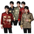 Ecowalson Male Costume  Embroidery Dragon Tangsuit Traditional Chinese Clothing for Men Shirt Tops Jacket Cheongsam Hanfu