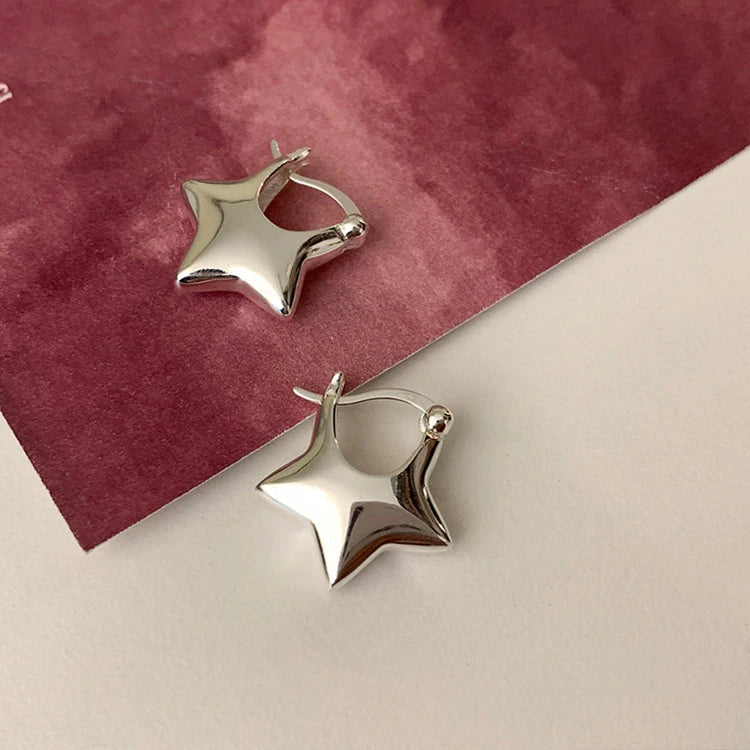Y228 Wholesale Pendientes Silver Plated Star Drop Buckle Earrings Hoop for Women Stud Fashion Jewelry Earrings