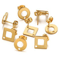 10Pcs Fashion Stainless Steel Hollow Out Round Rhomboid Stud Earrings for DIY Jewelry Materials Accessories Bulk
