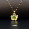 Wholesale Italian Brushed Craft Flower Inlaid Natural Jad Pendant Necklace 18K 925 Silver Plated Necklace