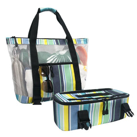 Large Capacity Beach Tote Bag Travel Picnic Cooler Bag With Detachable Insulated Beach Bag