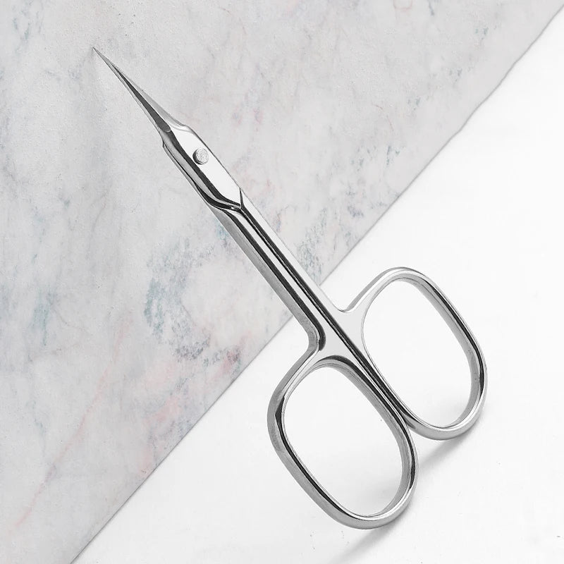 Manicure Nail Scissors Cuticle Scissor Curved and Straight Blade Professional Stainless Steel Beauty Laser Logo Sharp Blister