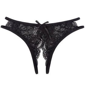 Open Crotch Knitted G-String Panty Women's Sexy Indian Lace Everyday Lingerie Fancy Underwear with Panty Pics