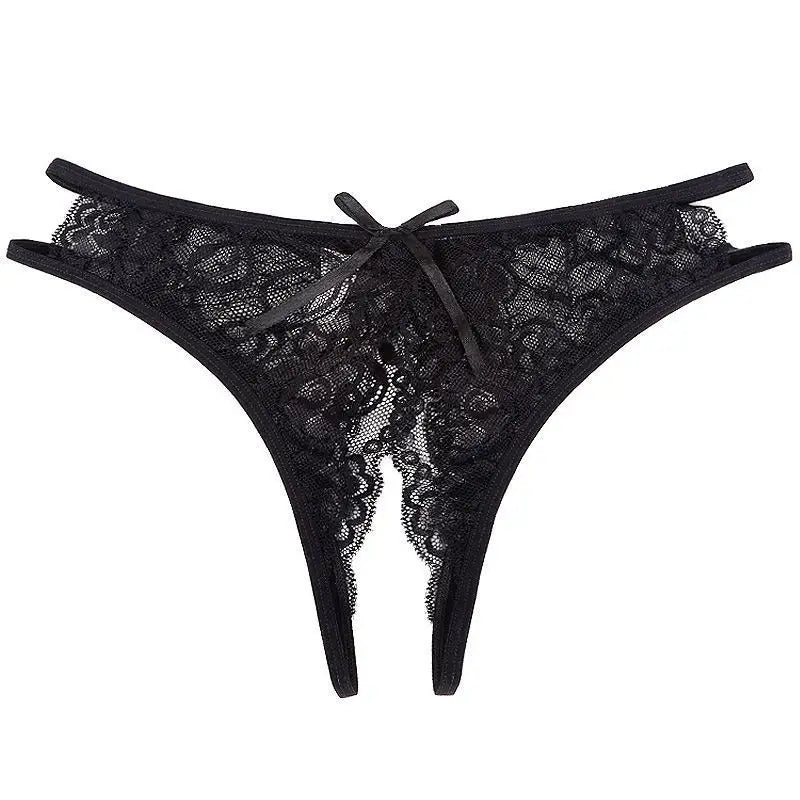 Open Crotch Knitted G-String Panty Women's Sexy Indian Lace Everyday Lingerie Fancy Underwear with Panty Pics