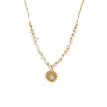 Latest 18K Gold Plated Stainless Steel Jewelry Irregular Synthetic Opal Sunflower Pendant for Women Party Necklace P223360
