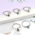 Exquisite 5mm Brass Crystal Rings Natural Labradorite Crystal Ball Gemstone Ring