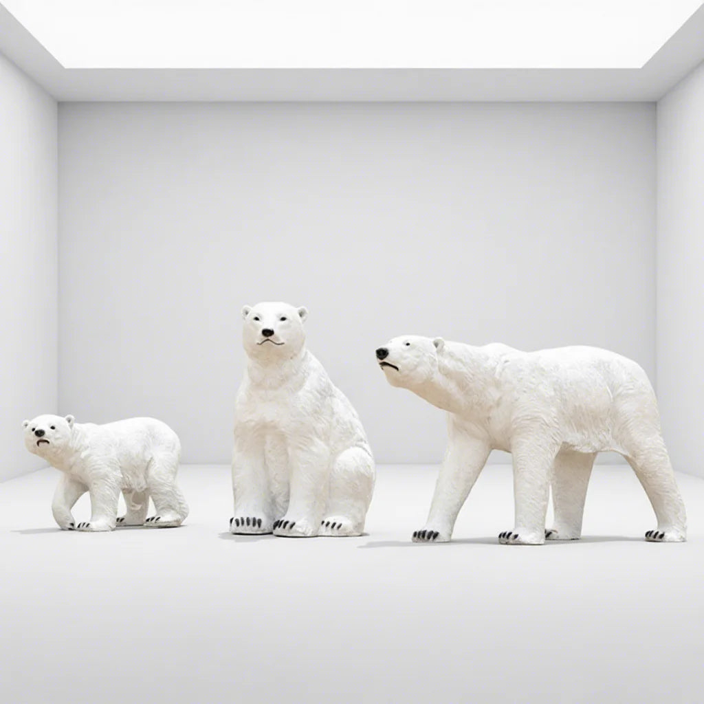 Winter Wonderland Party Decorations Large Giant Life Size Fiberglass Animal White Polar Bear Statue Christmas Props