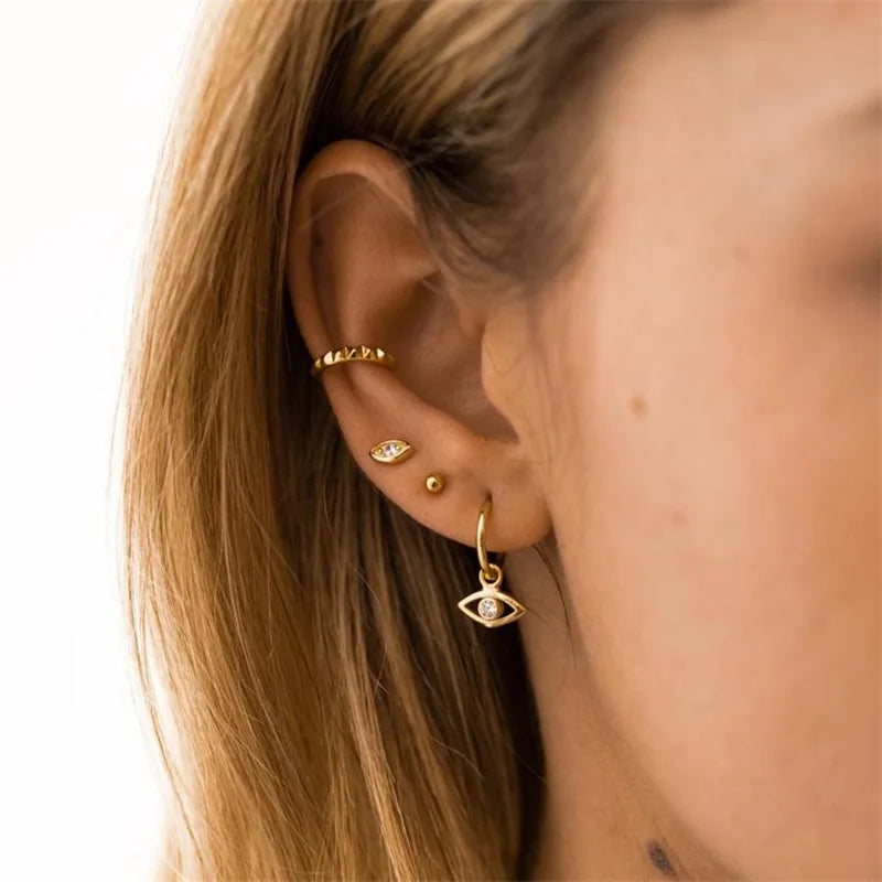 Fashion Earrings Jewelry 925 Sterling Silver Eye Shape Diamond Drop Hoop Earrings Gold Plated Luxury Earrings Jewelry Women