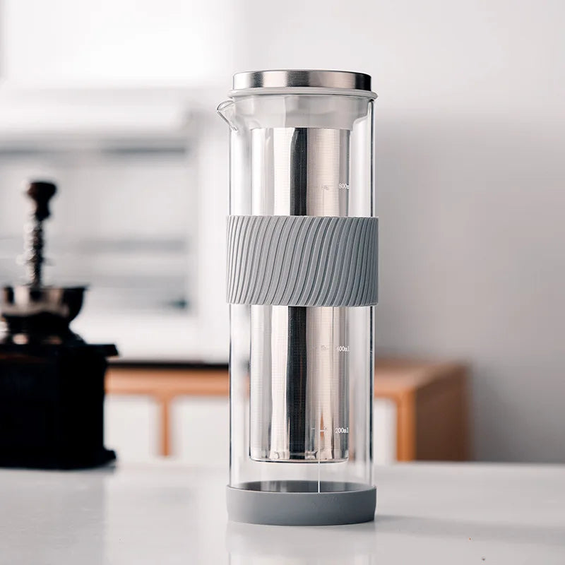 800ml Stocked Set Novelty Handmade Eco-Friendly Borosilicate Glass Pitcher Manual Home Kitchen Pour-over Filter Cold Brew Coffee