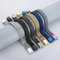 Wholesale Double Row Forward and Reverse Stainless Steel Keel Chain Bracelets Mens