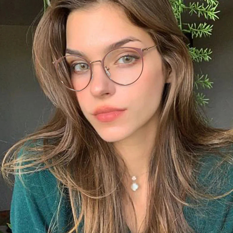 Free Sample Latest Series Blue Light Blocking Solid Metal Optical Frames Prescription Glasses CE Certified Golden 2023