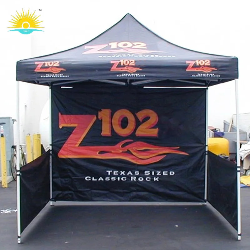 Wholesale Commercial Printing Logo Aluminum Alloy Outdoor Waterproof Black Canopy Tents Pop-up Marquee Tent