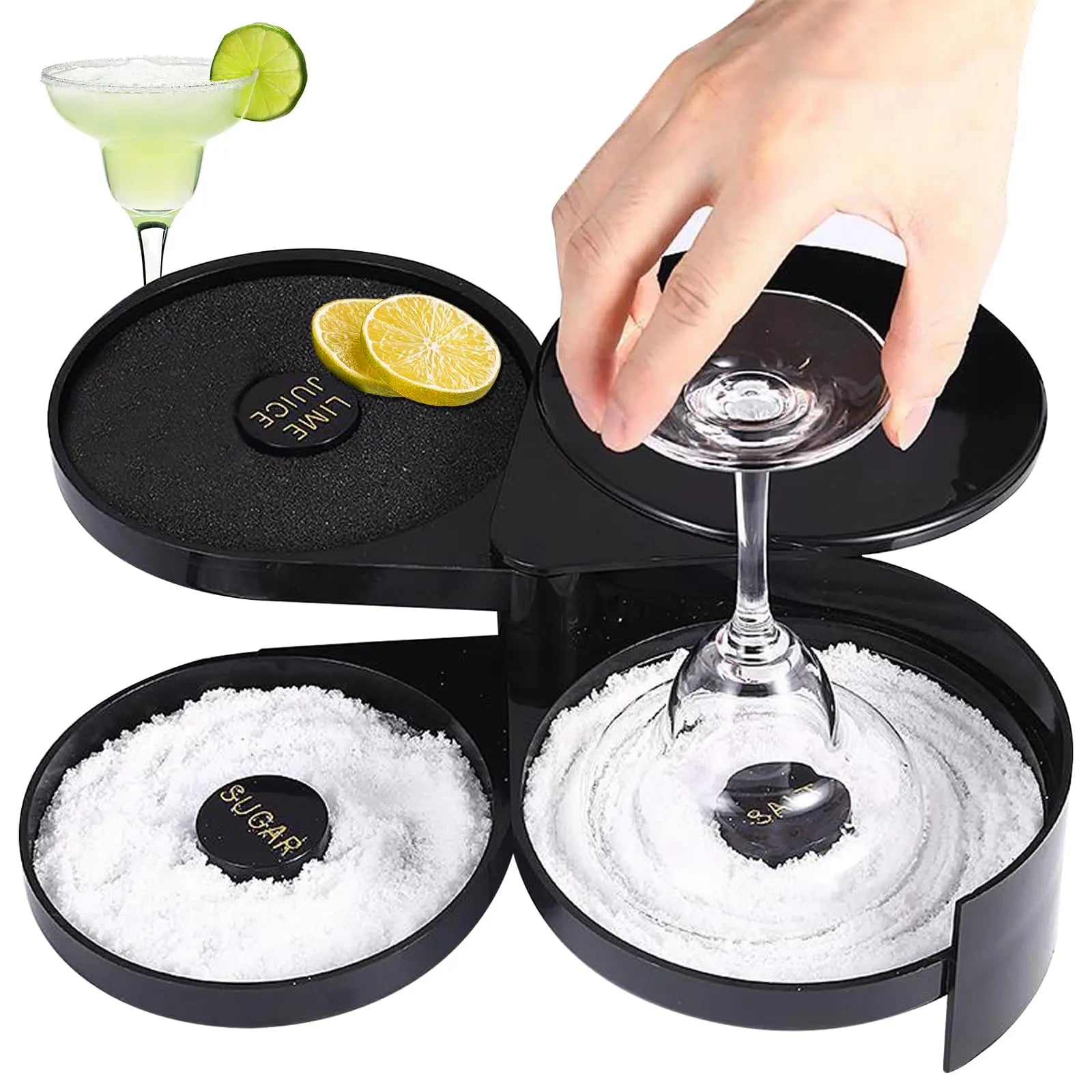 Wholesale Plastic Cocktail 3-Tier Bar Glass Rimmer with Sponge for Margarita and Cocktail Margarita Salt Rimmer Bar Accessories